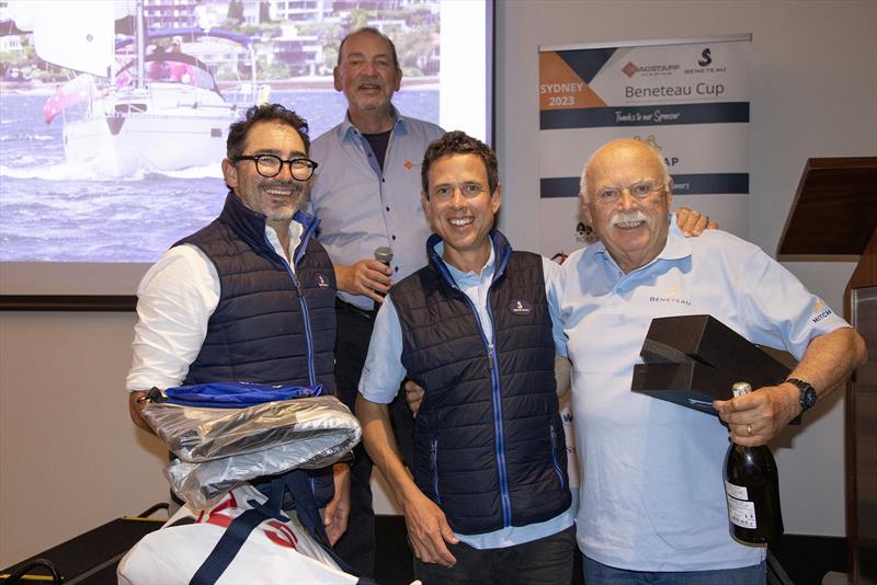 Winner collects the spoils all right. Greg Newton with the collection of goodies after winning the big boat division at the 2023 Beneteau Cup photo copyright John Curnow taken at Cruising Yacht Club of Australia and featuring the Beneteau class