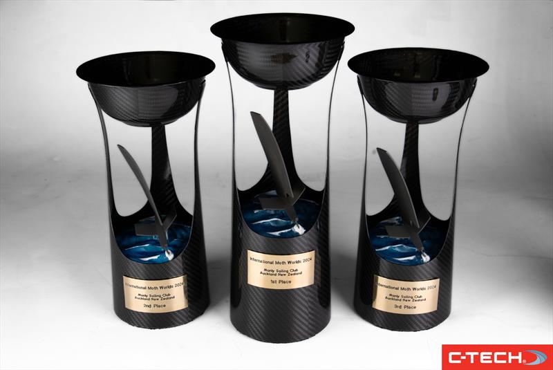 C-Tech's trophies incorporate an epoxy sea, 3D printed metal Moth, and carbon bowls - 2024 Predictwind Moth Worlds - photo © C-Tech