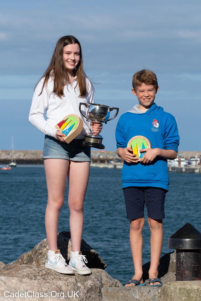 Hannah Carruthers & George Cox-Olliff win the Cadet UK National Championships at Brixham - photo © Tim Hampton / www.timhampton.uk