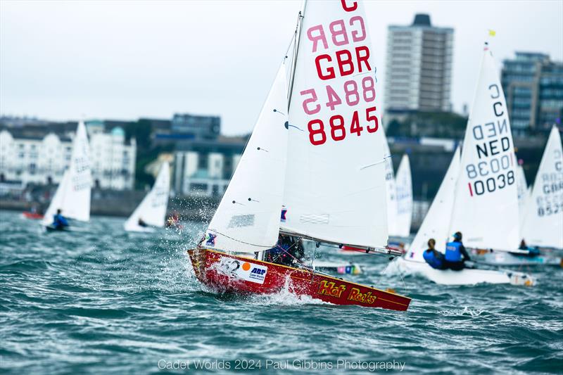 Promo fleet - ABP Cadet class World Championship in Plymouth - Day 6 photo copyright Paul Gibbins Photography taken at Plymouth Youth Sailing and featuring the Cadet class