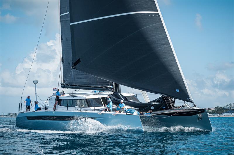 Lee Overlay & Partners on day 1 of the Caribbean Multihull Challenge photo copyright Laurens Morel taken at Sint Maarten Yacht Club and featuring the Catamaran class