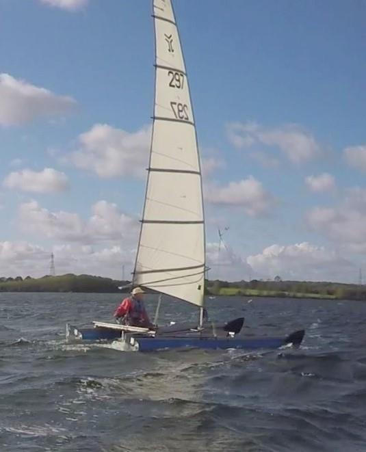 Chris Phillips on his way to winning the personal handicap pennant at Grafham photo copyright Syd Gage taken at Grafham Water Sailing Club and featuring the Catapult class