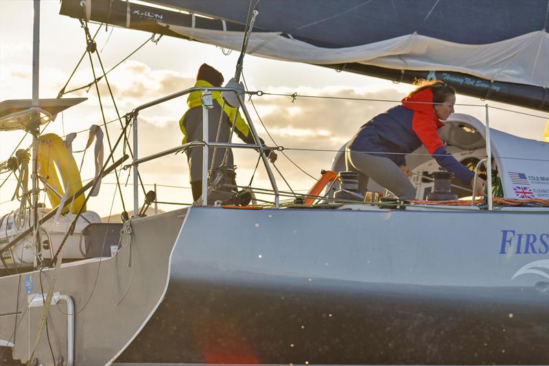 First Light arrives into Hobart with Coel Brauer and Elizabeth Tucker on board after epic trip from Spain - photo © Clint Taylor/Za Ocean Racing