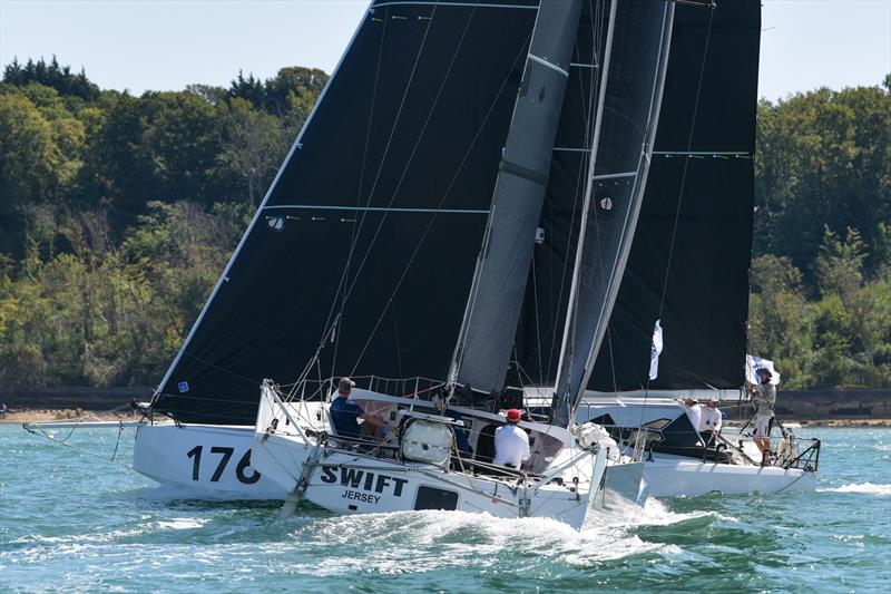 Close racing for Swift and Penfret during the 2026 RORC Round Britain and Ireland Race photo copyright Rick Tomlinson / RORC taken at Royal Ocean Racing Club and featuring the Class 40 class