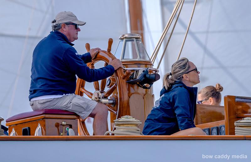 A study of concentration photo copyright Bow Caddy Media taken at Société Nautique de Saint-Tropez and featuring the Classic Yachts class