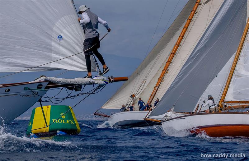 Rounding action photo copyright Bow Caddy Media taken at Société Nautique de Saint-Tropez and featuring the Classic Yachts class