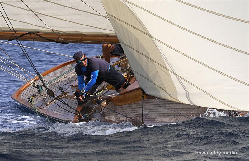 Winching on photo copyright Bow Caddy Media taken at Société Nautique de Saint-Tropez and featuring the Classic Yachts class