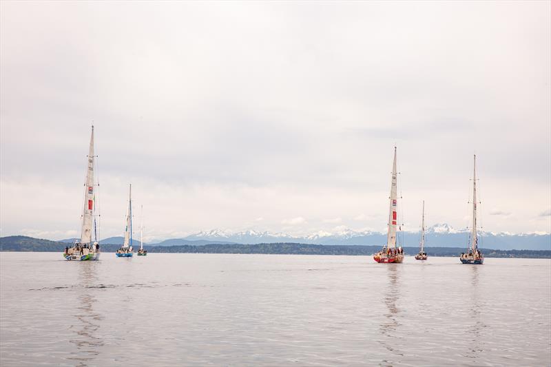 Fleet leaving Seattle-  Clipper Race 11 photo copyright Jean-Marcus Strole Photography taken at  and featuring the Clipper 70 class