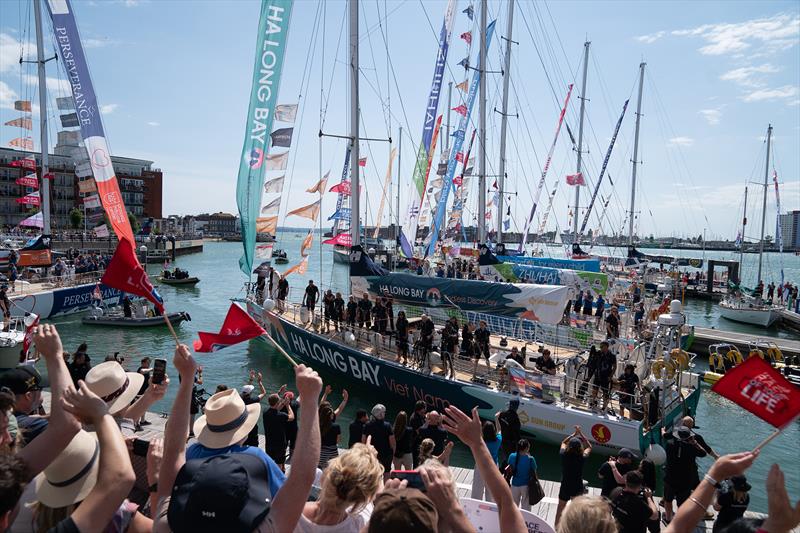 Arrival in Portsmouth - Clipper 2023-24 Round the World photo copyright imagecomms taken at  and featuring the Clipper 70 class