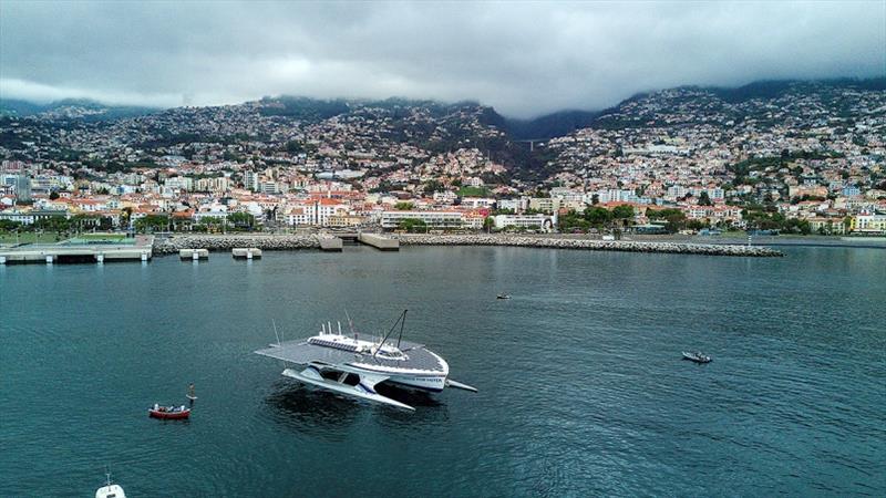 Race For Water Odyssey vessel leaving Funchal, Madeira Island photo copyright Race For Water taken at  and featuring the Cruising Yacht class