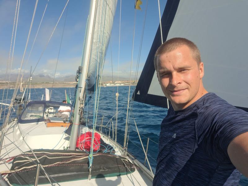 Just after leaving the anchorage, with my transatlantic haircut photo copyright Rhys Walters taken at  and featuring the Cruising Yacht class