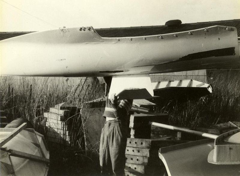 Ian Ridge fitting a winged keel to his Aero Moth… and it worked! photo copyright Ian Ridge taken at  and featuring the Classic & Vintage Dinghy class