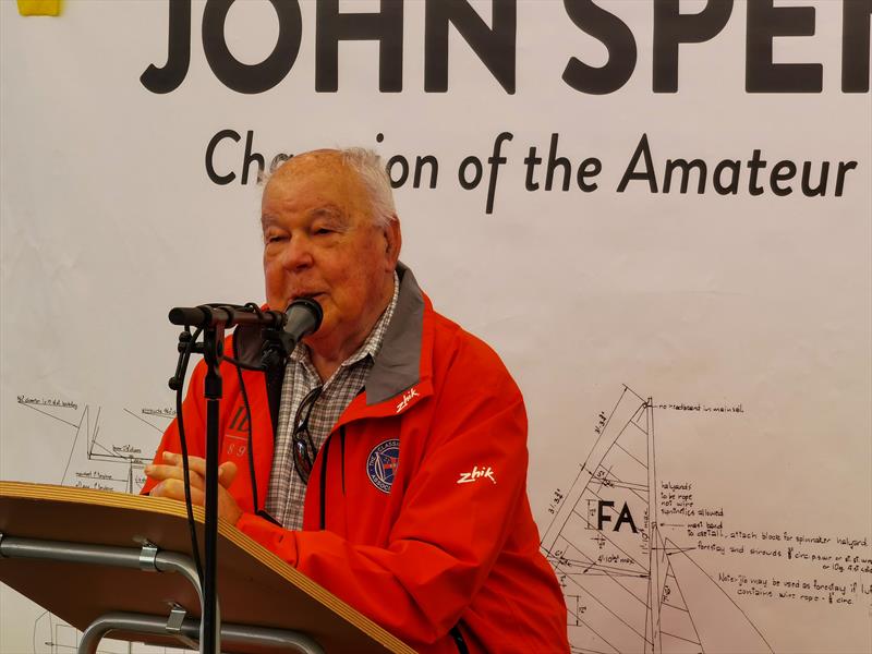 John Street speaks at John Spencer - the Plywood Magician - Exhibition - November 2020 photo copyright Richard Gladwell / Sail-World.com taken at Wakatere Boating Club and featuring the Classic & Vintage Dinghy class