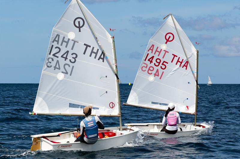 Phuket King's Cup 2022. Optimist Boys, Chanatip Tongglum; Optimist Girls, Prin Subying photo copyright Guy Nowell / Phuket King's Cup taken at Royal Varuna Yacht Club and featuring the Dinghy class