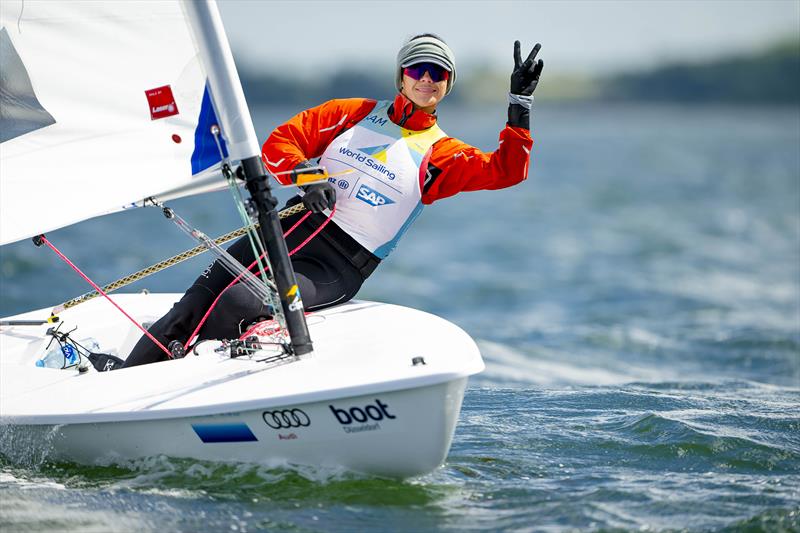 Came from the other side of the world to sail nine days of Kiel Week as Olympic training: Vaimo'oi'a Ripley from the Samoa Islands - Kiel Week 2024 photo copyright Sascha Klahn taken at Kieler Yacht Club and featuring the Dinghy class