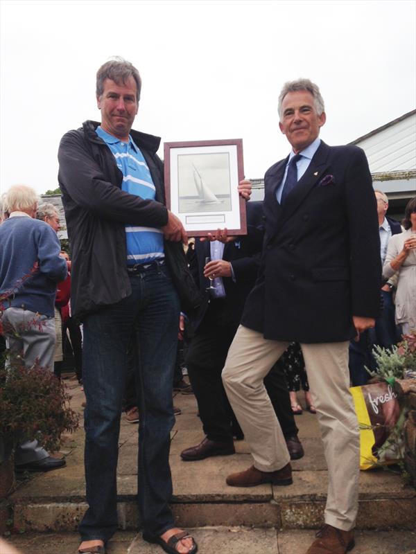 British Dragon Association Chairman Tim Wilkes presents Owen Pay with a beautifully framed black and white photograph of K1, for his long and dedicated contribution to the BDA - photo © Fiona Brown / www.fionabrown.com