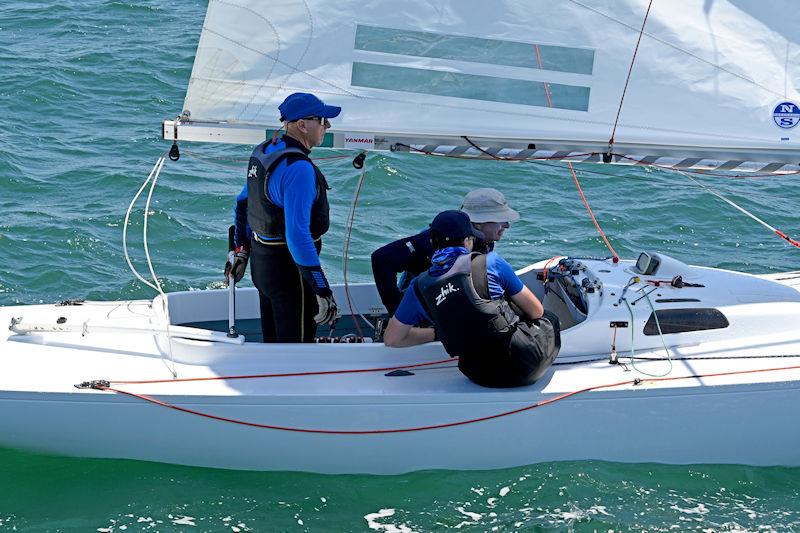 Karabos IX with Nick Rogers at the helm, crewed by Leigh Behrens and Lucas Upton, will be competing at Metung in the International Dragon Class Victorian Championship regatta this weekend photo copyright John Jeremy taken at Royal Sydney Yacht Squadron and featuring the Dragon class