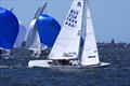 Lisa Rose turns through the leeward gate in race 9 of the Etchells 2025 Australian championship regatta, held at Metung © Jeanette Severs