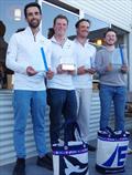 The Lisa Rose team with their Corinthian and Youth trophies won at the Etchells Australia 2025 Australian championship regatta, held at Metung on Lake King - Tom Trotman, Jack Abbott, Xavier Winston-Smith and James McLennan © Jeanette Severs