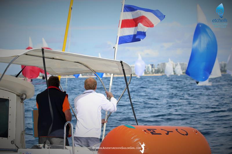 The Dock Mooloolaba Australasian Championship day 2 photo copyright Nic Douglass / www.AdventuresofaSailorGirl.com taken at Mooloolaba Yacht Club and featuring the Etchells class