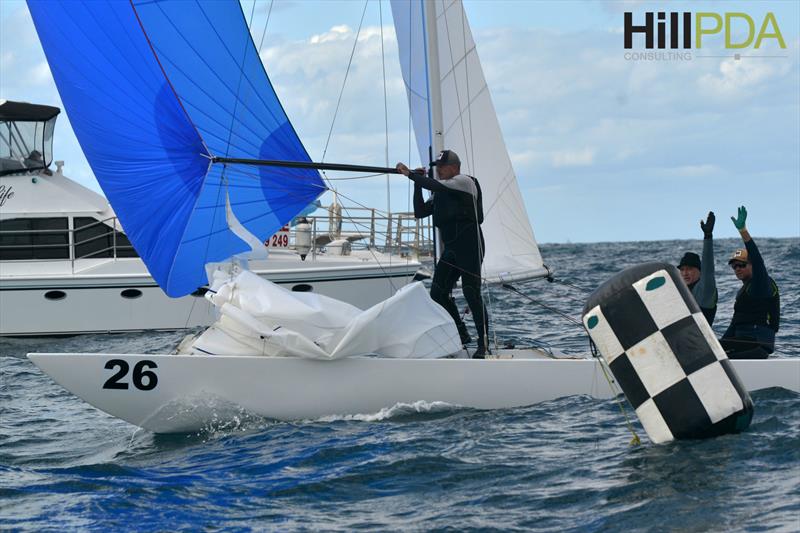 Graeme Taylor and Magpie on Day 3 of the Etchells Australasian Championship at Mooloolaba photo copyright Keynon Sports Photos taken at Mooloolaba Yacht Club and featuring the Etchells class