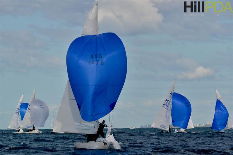 John Bertrand wins Race 8 on Day 3 of the Etchells Australasian Championship at Mooloolaba photo copyright Keynon Sports Photos taken at Mooloolaba Yacht Club and featuring the Etchells class