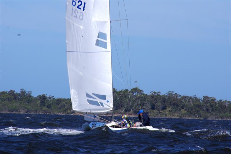 2025 Australian Etchells Championship: The crew of Second Chance have considerable experience riding the waves of Lake King - photo © Jeanette Severs