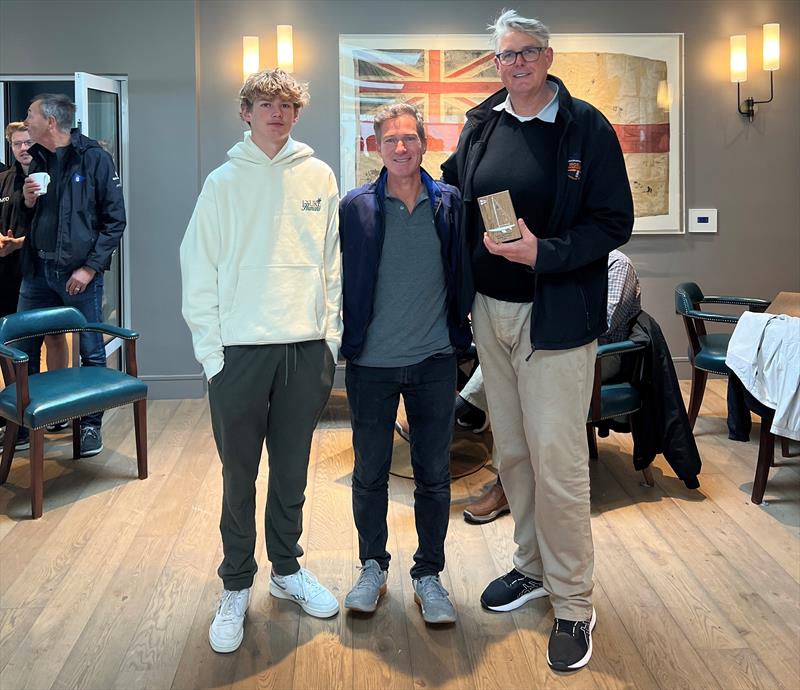 Anatole Masfen, Simon Cooke and Oskar Masfen finish third in the Etchells Europeans 2024 at Cowes photo copyright Ted Blowers taken at Royal Yacht Squadron and featuring the Etchells class