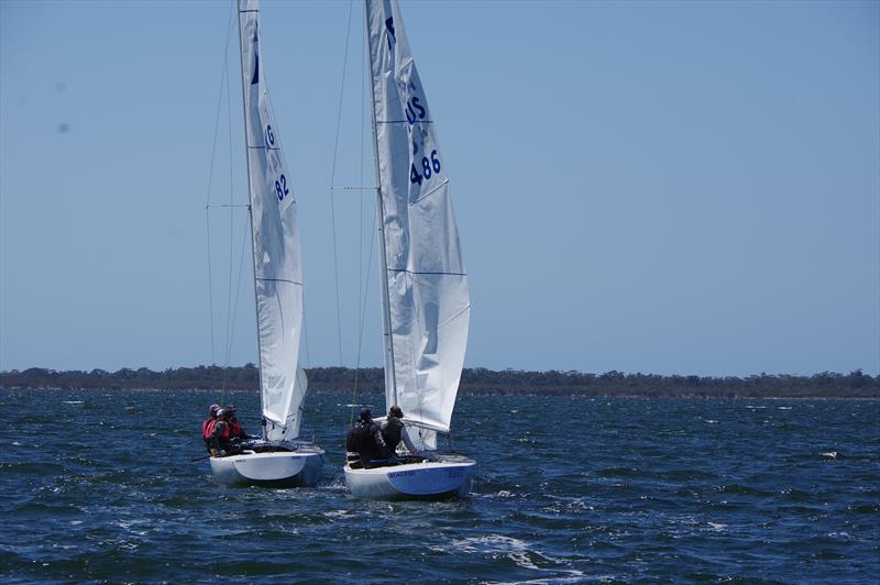 The crew of Magpie pushed Racer CC off the course prior to the race start at the Etchells Australian Championship - photo © Jeanette Severs