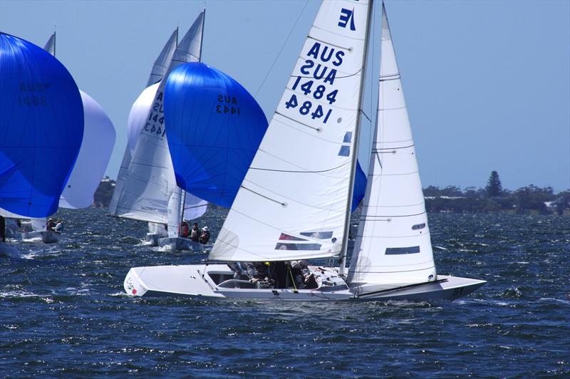 Lisa Rose turns through the leeward gate in race 9 of the Etchells 2025 Australian championship regatta, held at Metung photo copyright Jeanette Severs taken at Metung Yacht Club and featuring the Etchells class