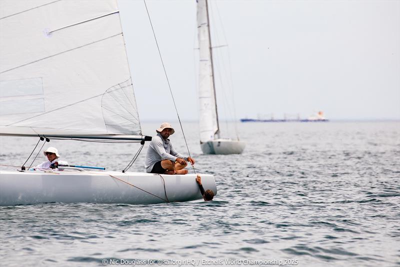 Keeping cool - 2025 Etchells Pre-World Championship - photo © Nic Douglass @sailorgirlHQ