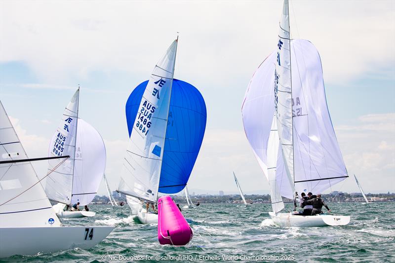 Tight as it gets racing - Etchells World Championship 2025 day 1 - photo © Nic Douglass @sailorgirlHQ