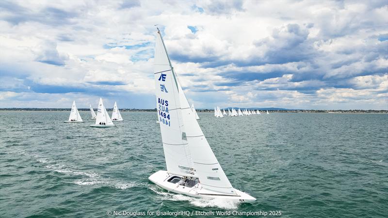 Lisa Rose made a break in Race 3 on the first beat - Etchells World Championship 2025 Day 2 - photo © Nic Douglass @sailorgirlHQ