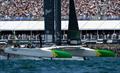 Australia SailGP Team helmed by Tom Slingsby in action next to the grandstand on Race Day 1 of The Rolex SailGP Championship ITM New Zealand Sail Grand Prix in Auckland, New Zealand. Saturday 18 January © Ricardo Pinto for SailGP