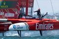 Hannah Mills crosses the platform on Emirates GBR - ITM New Zealand SailGP - January 19,2025uary © Felix Diemer/Rolex /SailGP