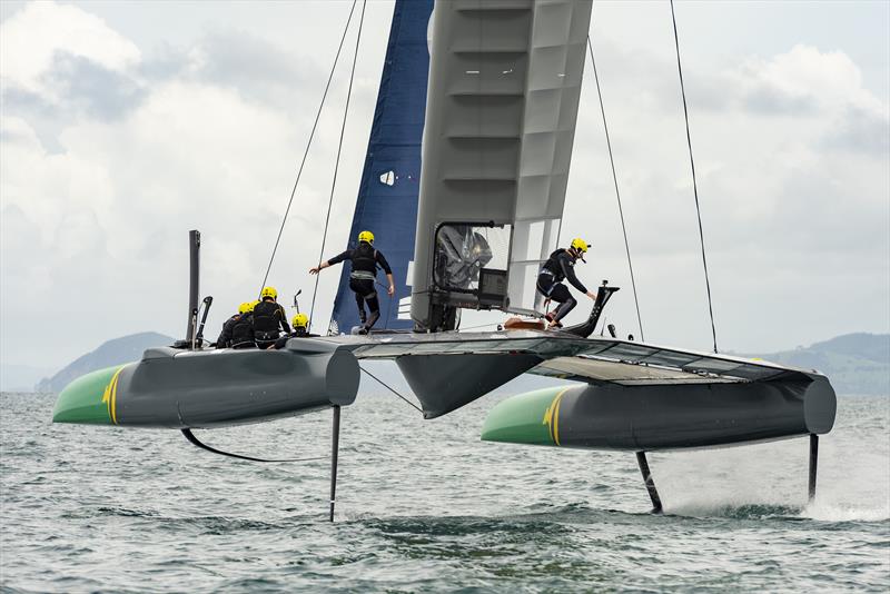 Australia SailGP Team get familiar with their F50. Marsden Point, Bream Bay. Northland, New Zealand. - photo © Chris CAMERON