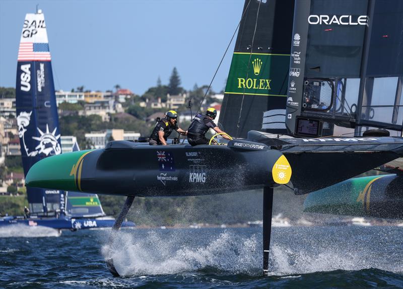 Australia SailGP Team helmed by Tom Slingsby in action on Race Day 1. Australia Sail Grand Prix presented by KPMG photo copyright Phil Hilyard/SailGP taken at Woollahra Sailing Club and featuring the F50 class
