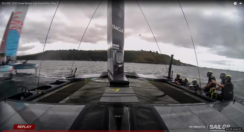 3.  Onboard camera Australia - Australia SailGP and Great Britain SailGP - incident prior to finish Race 5 - SailGP Great Britain - July 31, 2022 - photo © SailGP