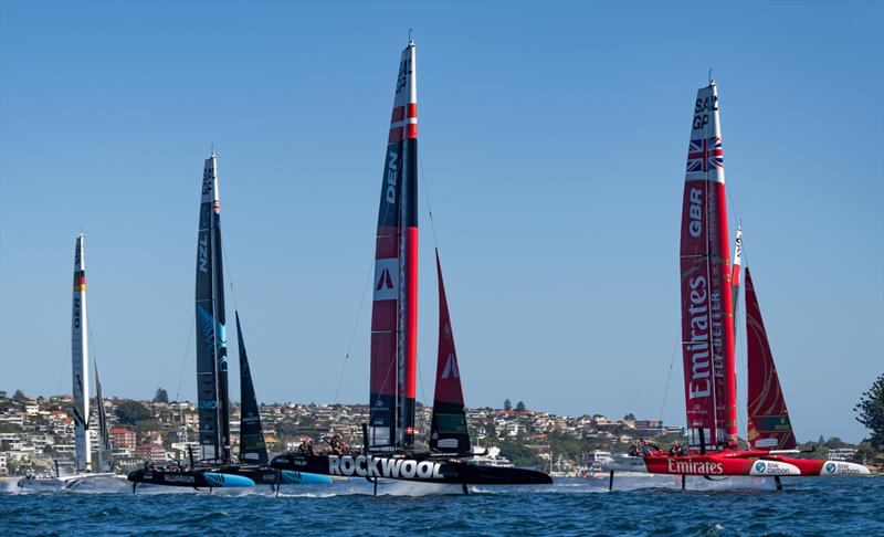 Germany, New Zealand and Great Britain - Day 2 - KPMG Australia Sail Grand Prix - Sydney - Fbruary25, 2024 photo copyright Bob Martin/SailGP taken at Woollahra Sailing Club and featuring the F50 class