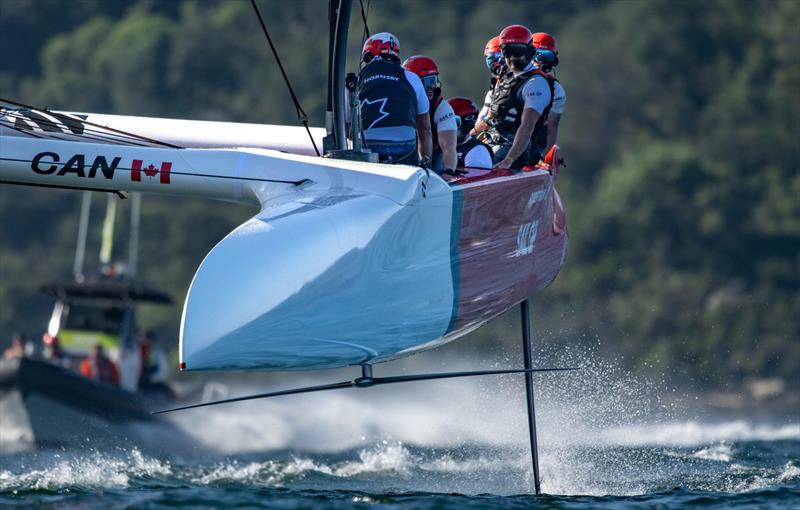 Canada SailGP Team helmed by Phil Robertson practice with the new T-Foils ahead of the KPMG Australia Sail Grand Prix in Sydney, Australia photo copyright Ricardo Pinto for SailGP taken at  and featuring the F50 class