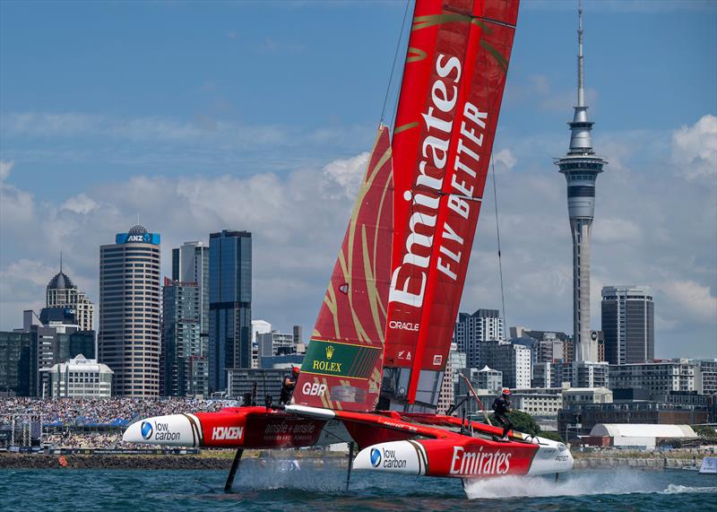 Emirates Great Britain SailGP Team helmed by Dylan Fletcher - Race Day 1 of ITM New Zealand Sail Grand Prix in Auckland photo copyright Ricardo Pinto for SailGP taken at Auckland Sailing Club and featuring the F50 class