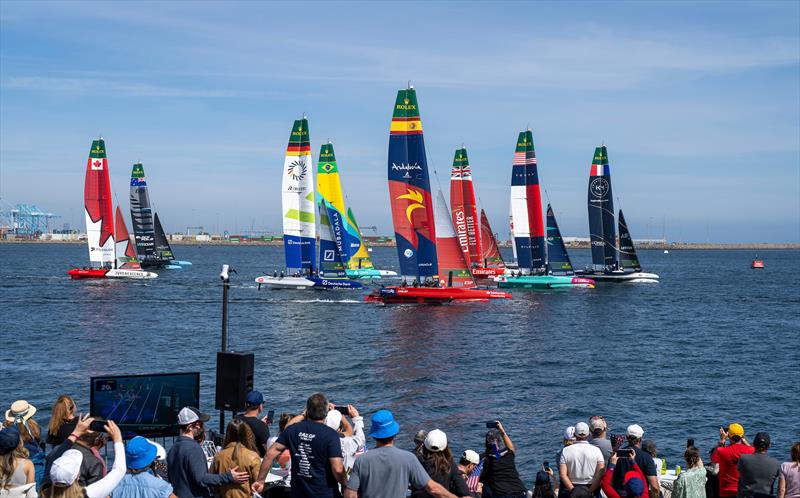 Start - Day 2 Rolex Los Angeles SailGP - March 16, 2025 photo copyright Andrew Baker/SailGP taken at Long Beach Yacht Club and featuring the F50 class