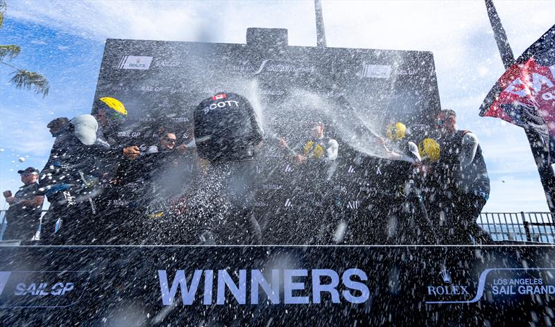 Canada NorthStar SailGP Team helmed by Giles Scott celebrate winning the Rolex Los Angeles Sail Grand Prix -. Sunday 16 March  photo copyright Jed Jacobsohn/SailGP taken at Long Beach Yacht Club and featuring the F50 class