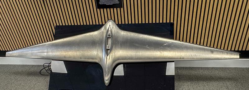 T-Foils are designed so the vertical inserts into a socket in the horizontal, and is secured with two bolts - SailGP Technologies, Southampton, July 2025 photo copyright Richard Gladwell / Sail-World.com / nz taken at Portsmouth Sailing Club and featuring the F50 class