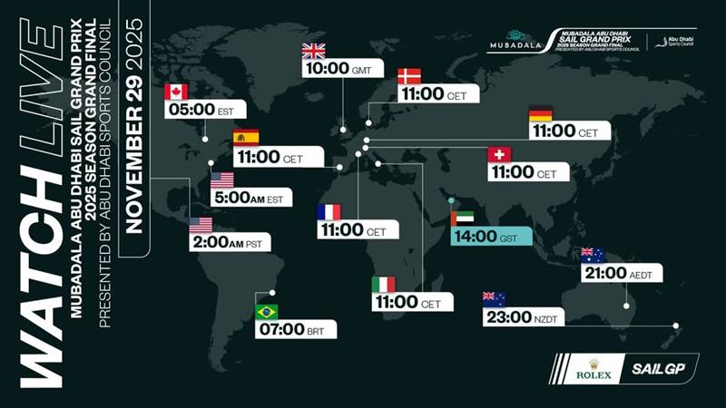 Broadcast times - SailGP Grand Final - Abu Dhabi, UAE - November 29, 2025 - photo © SailGP