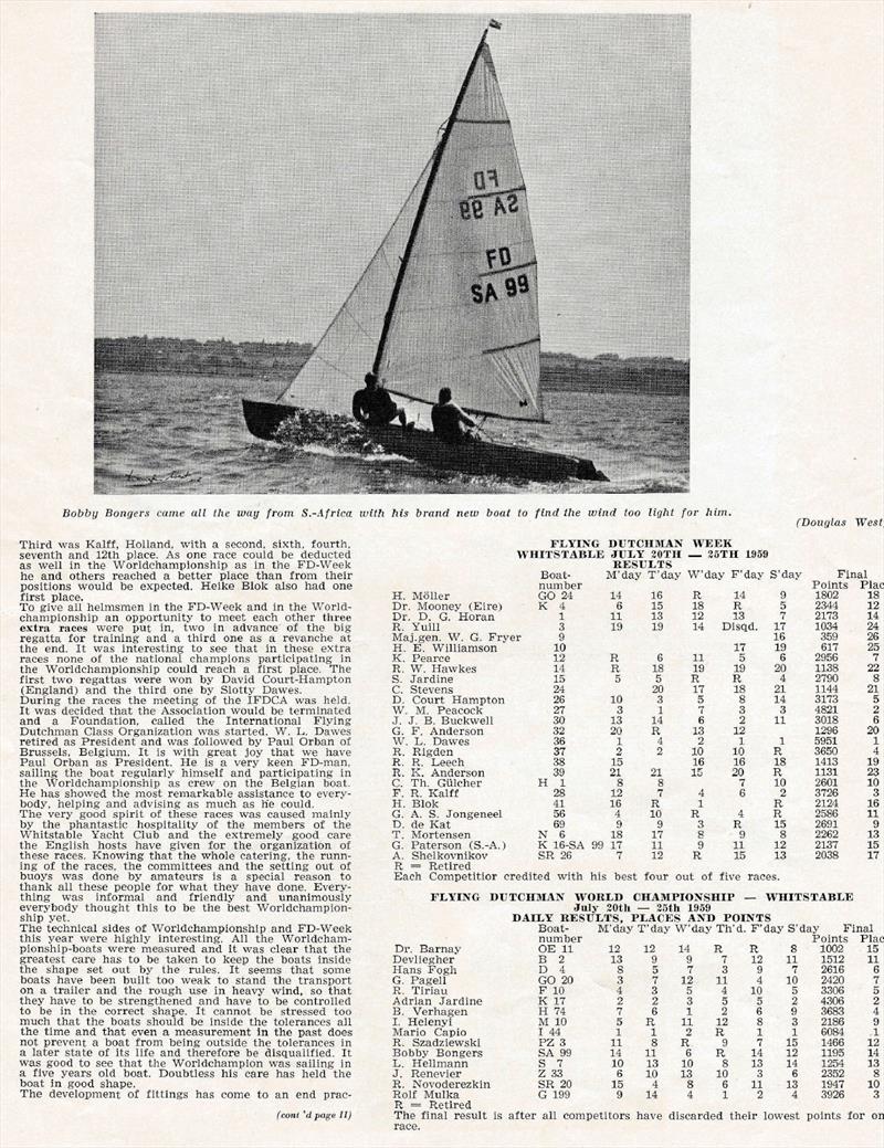 Extracts from Flying Dutchman Bulletin no.22 - November 1959 - photo © Whitstable YC