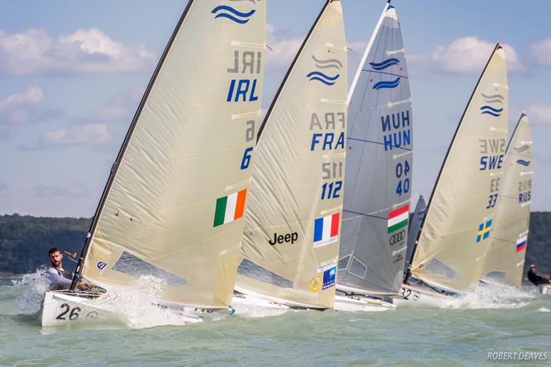 Oisin Mcclelland leads Race 1 during the 2017 Opel Finn Gold Cup at Lake Balaton - photo © Robert Deaves