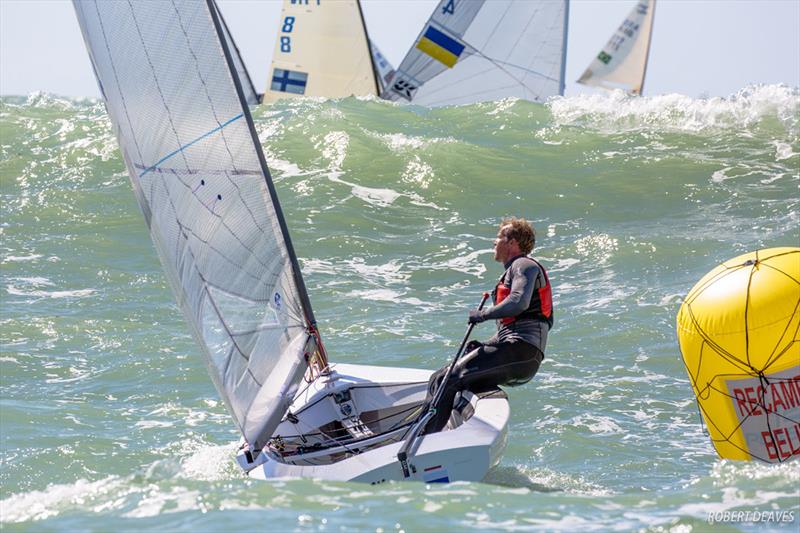 Josh Junior faces mountainous seas - 2018 Finn European Championship at Cádiz, Spain - photo © Robert Deaves