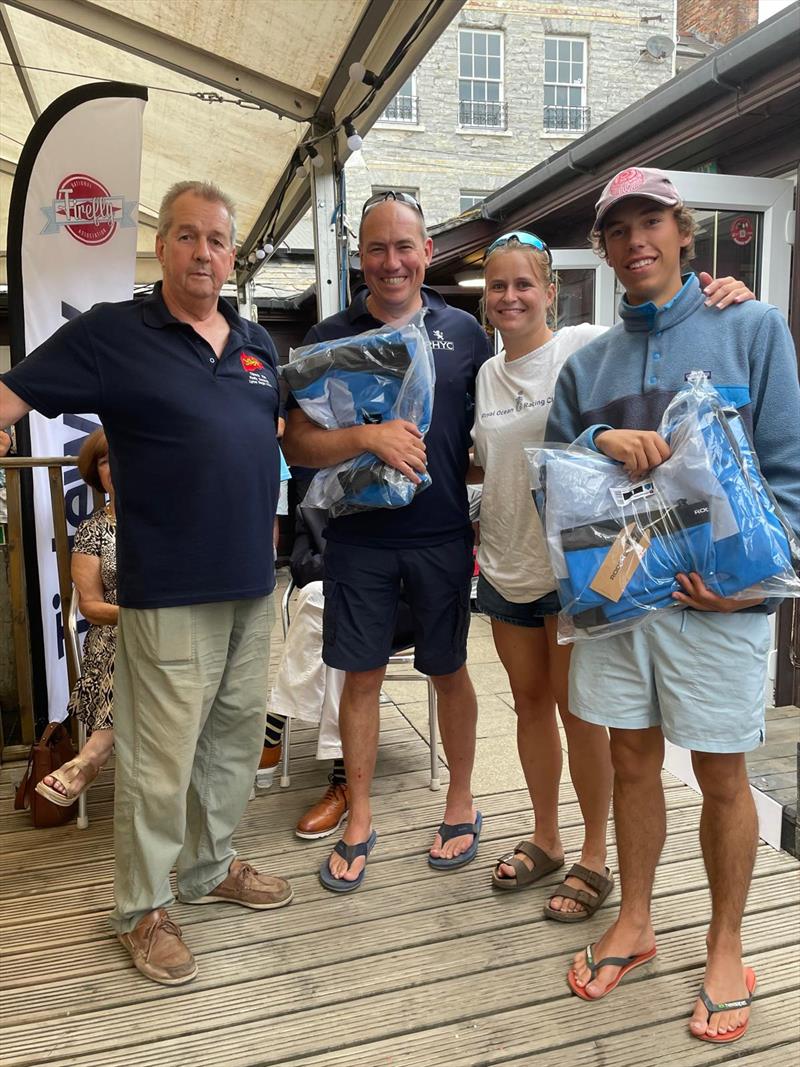 Firefly Nationals 2025 at Lyme Regis - Becky Caiger and Rory Gifford with Alex and Stella Davey are the overall Buddies winners - photo © Jo Mason