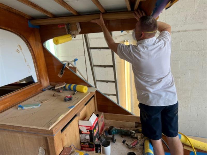 Hull #7 - Thomas on cockpit overhead - photo © Michael Rybovich & Sons